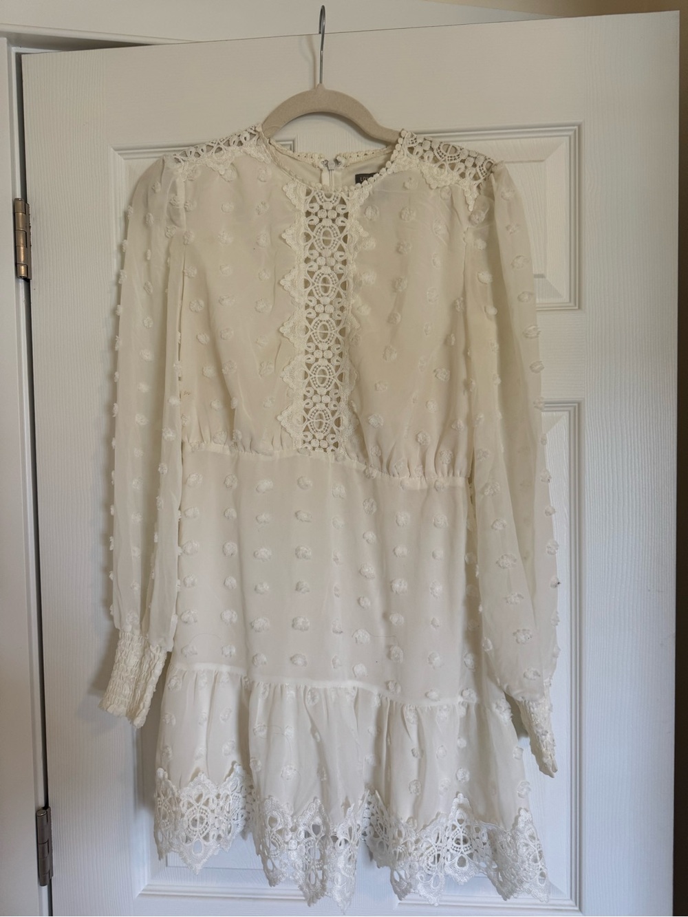 Ivory Lace Dot Mini Dress